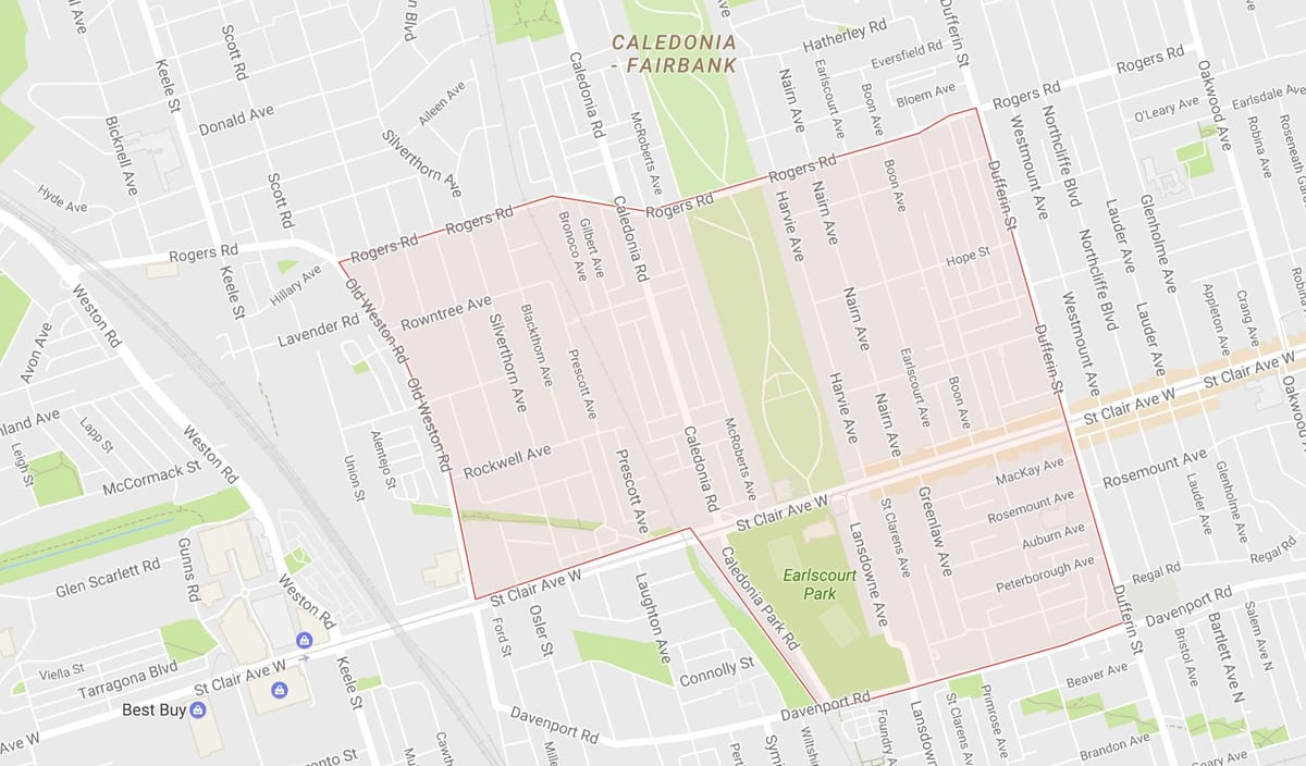 Earlscourt mahalle Toronto haritası 