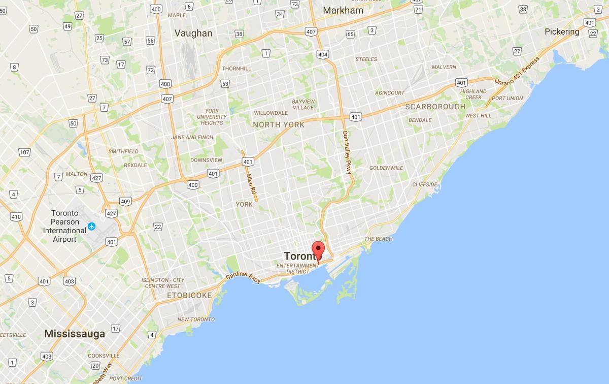 East Bayfront bölgesi Toronto haritası 