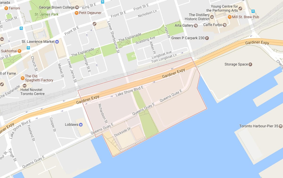 East Bayfront mahalle Toronto haritası 