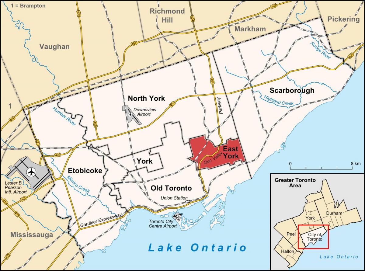 East York Toronto haritası 