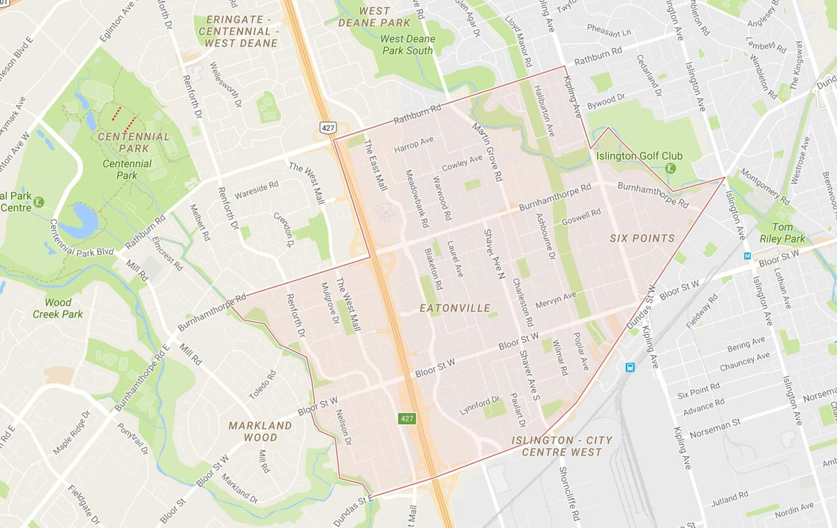 Eatonville mahalle Toronto haritası 