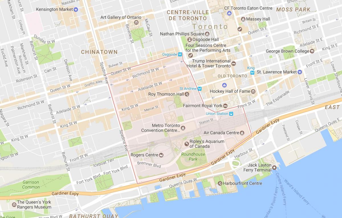 Eğlence Bölgesinde mahalle Toronto haritası 