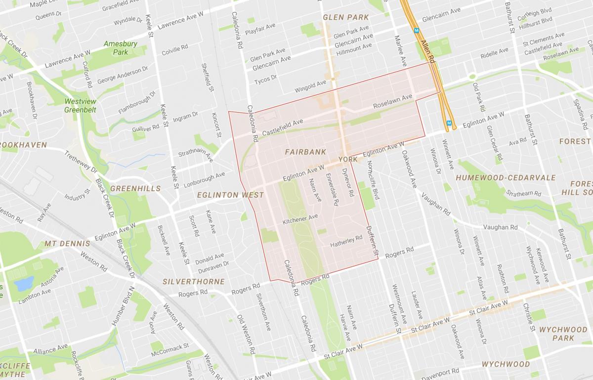 Fairbank mahalle Toronto haritası 
