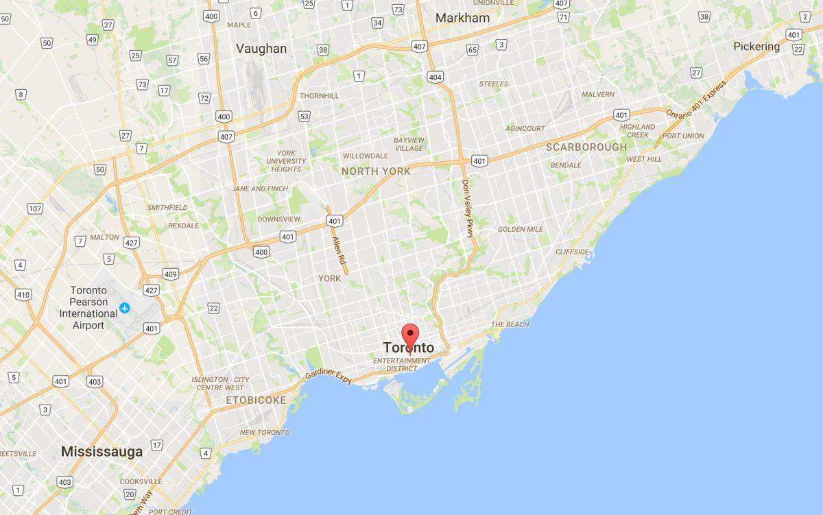 Financial District bölgesinde Toronto haritası 