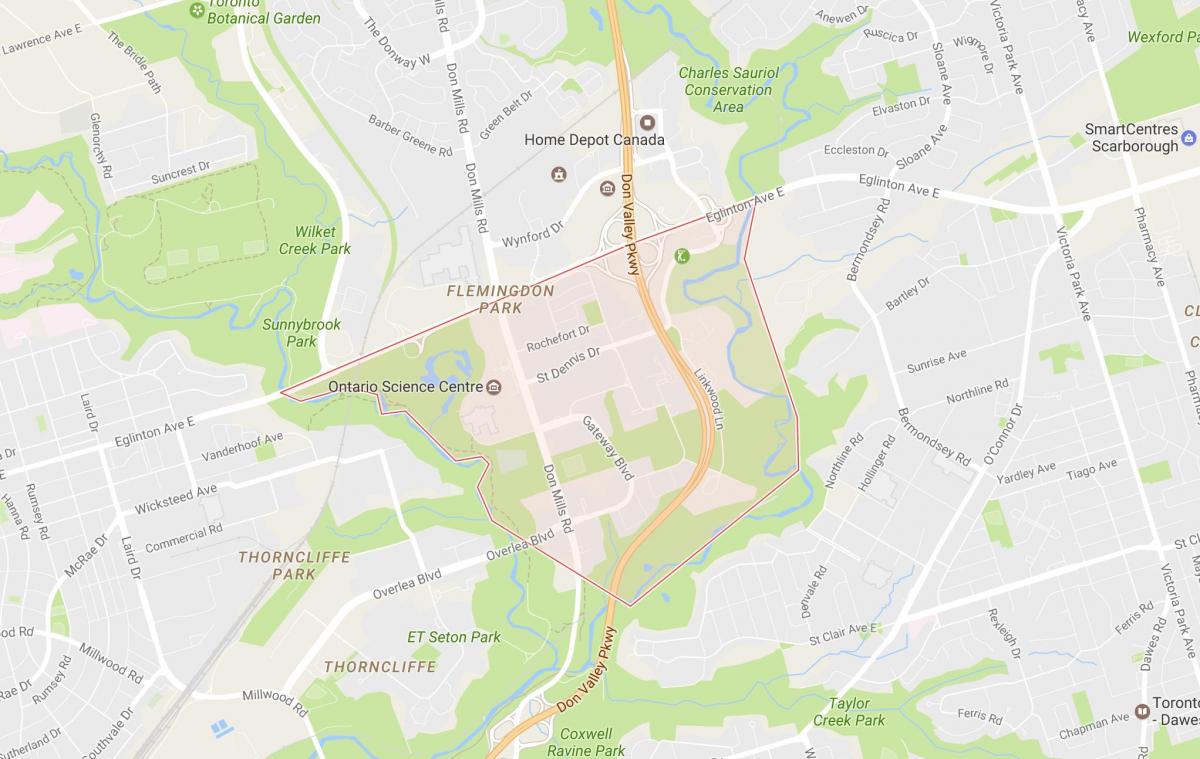 Flemingdon Park mahalle Toronto haritası 