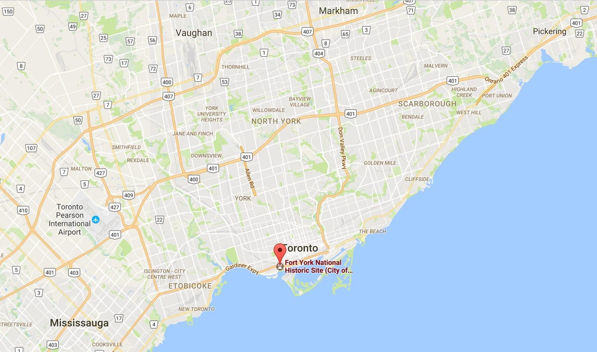 Fort York bölgesi Toronto haritası 
