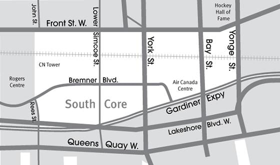 Güney Çekirdek Toronto haritası 