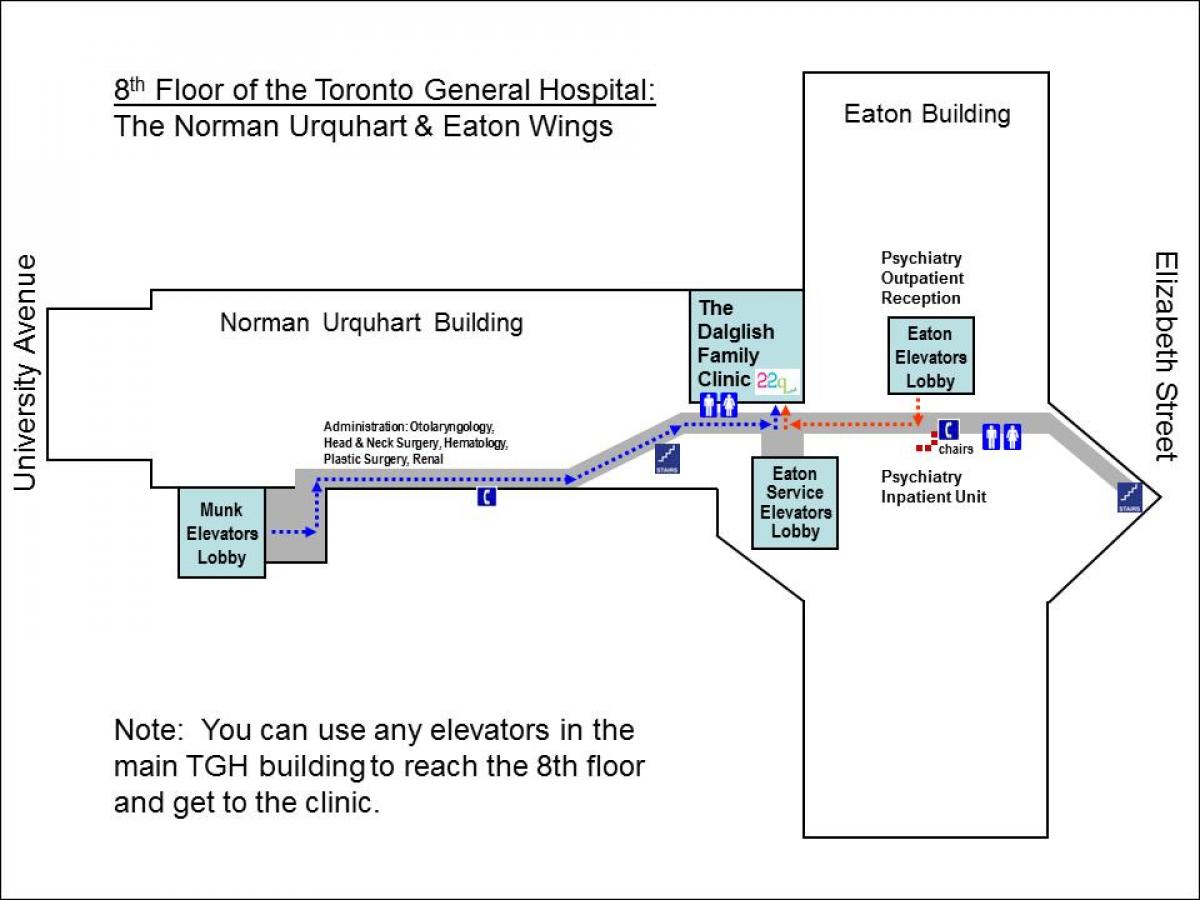 Genel Hastane haritası 8 inci katta Toronto