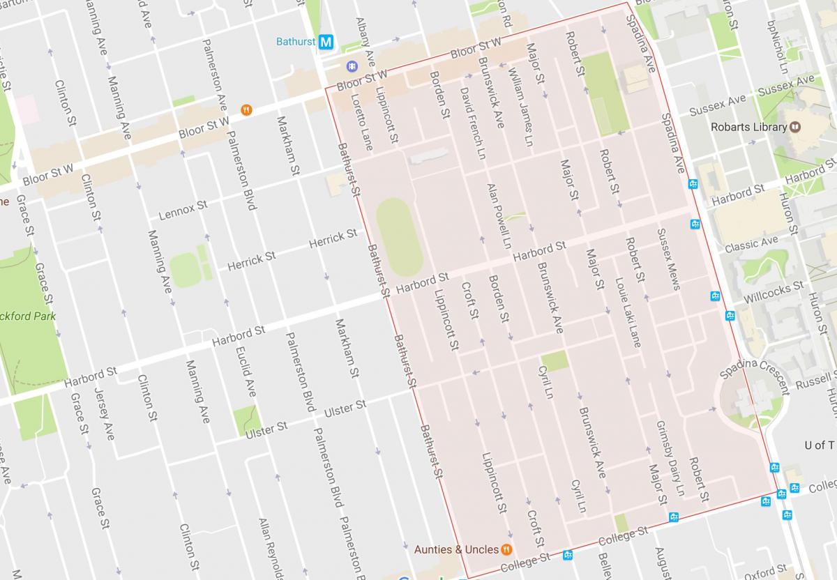 Harbord Village, Toronto mahalle haritası 