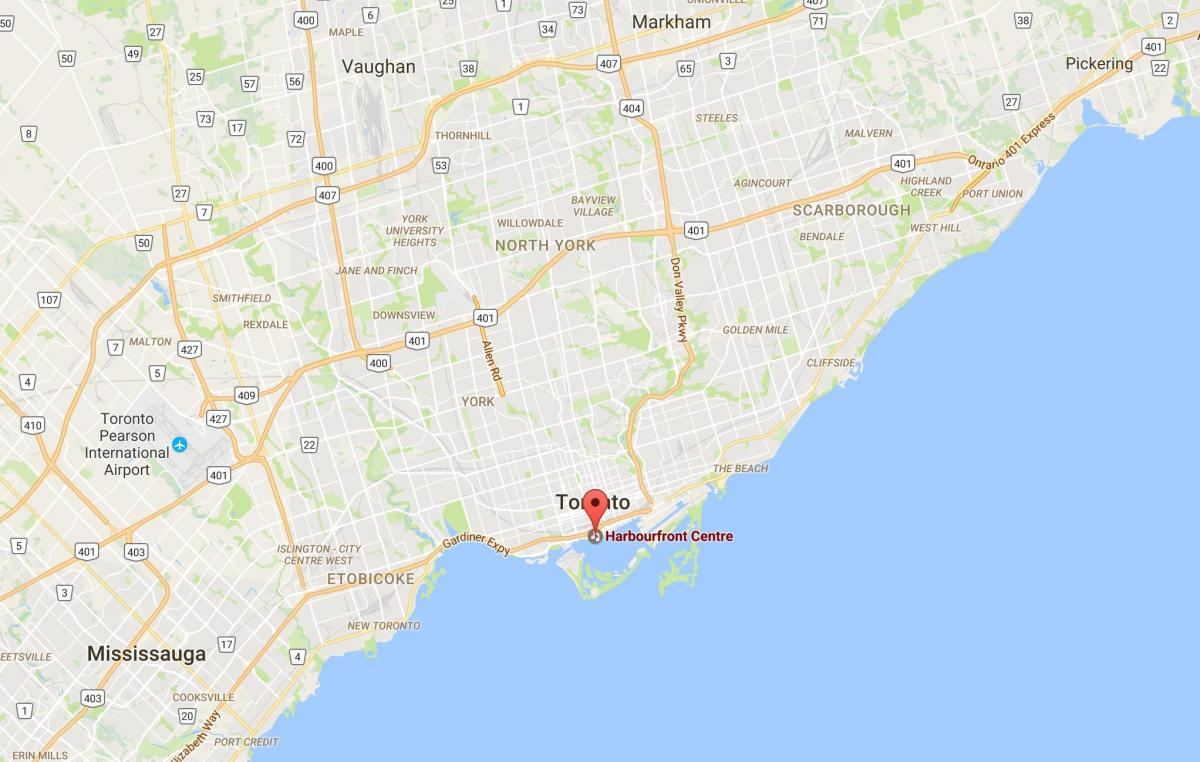 Harbourfront bölgesinde Toronto haritası 