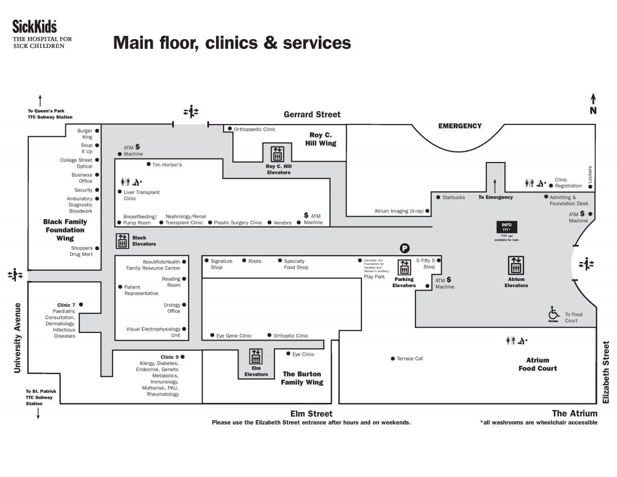 Hasta Çocuklar Toronto Merkez kat Hastanesi harita 