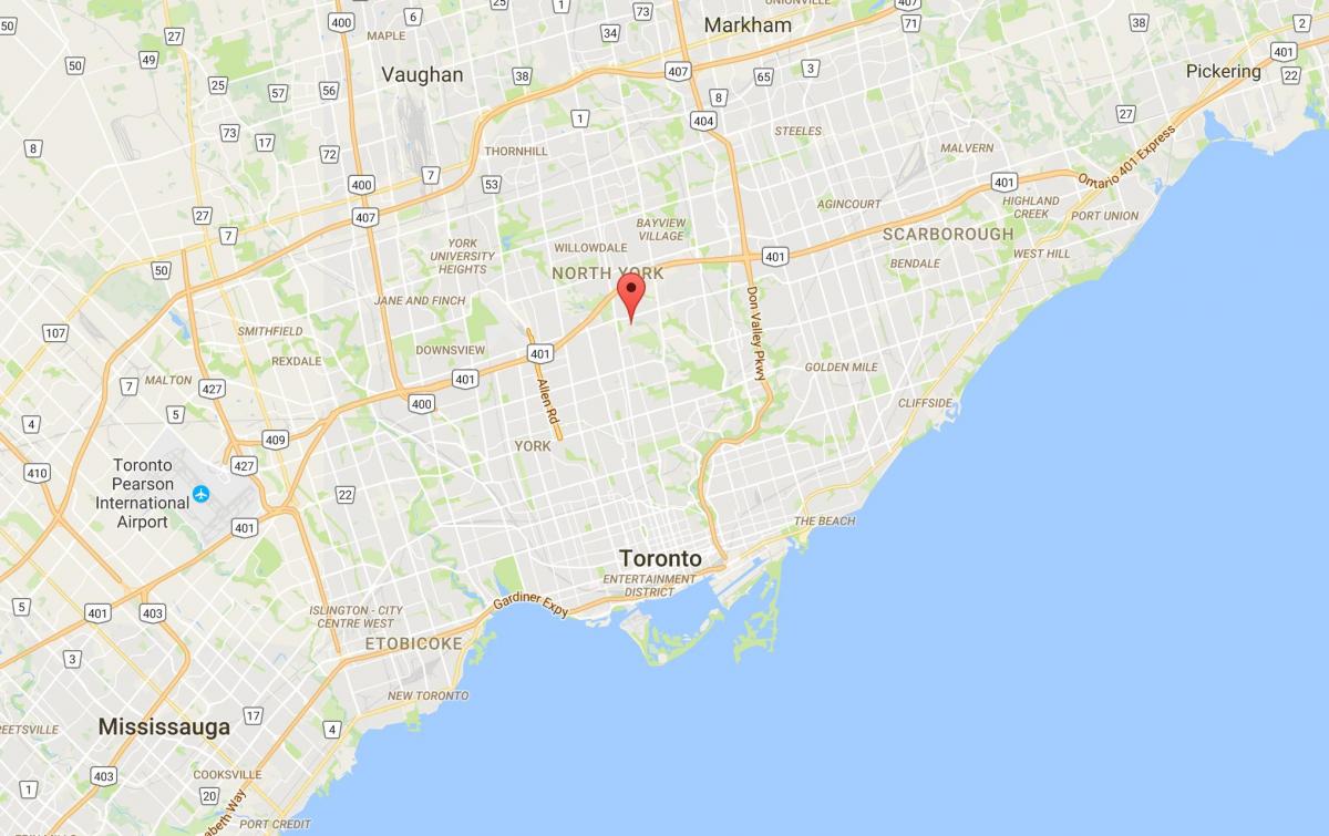 Hoggs Hollow bölgesinde Toronto haritası 