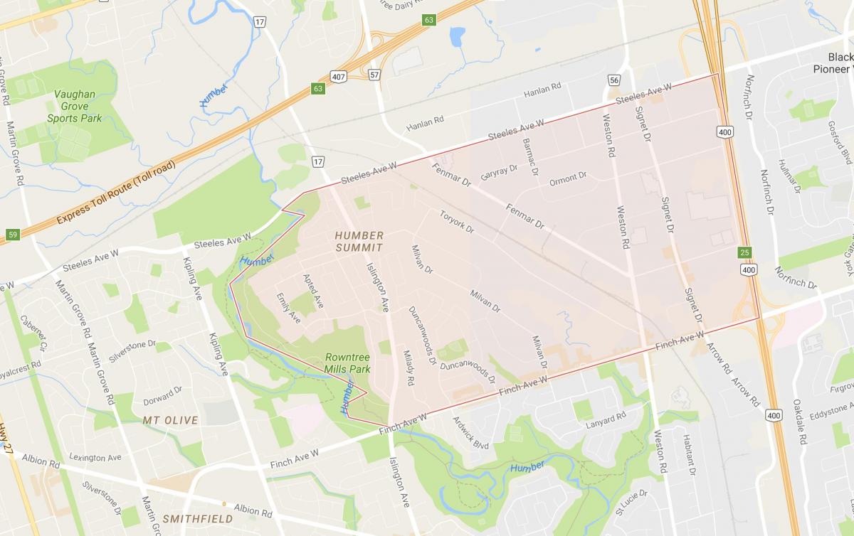 Humber Summit mahalle Toronto haritası 