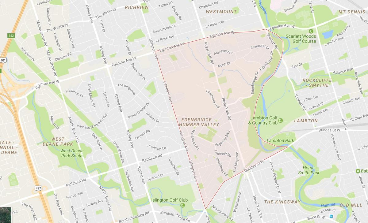 Humber Valley Village mahalle Toronto haritası 