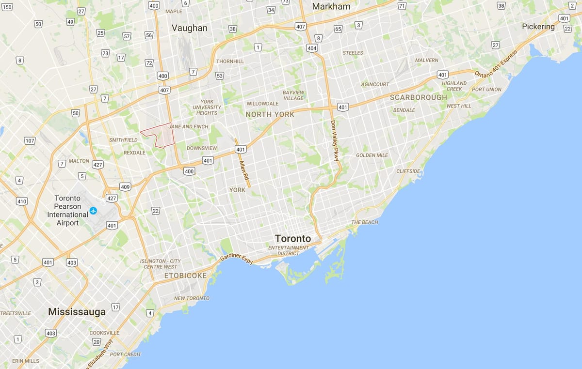 Humbermede ilçe Toronto haritası 