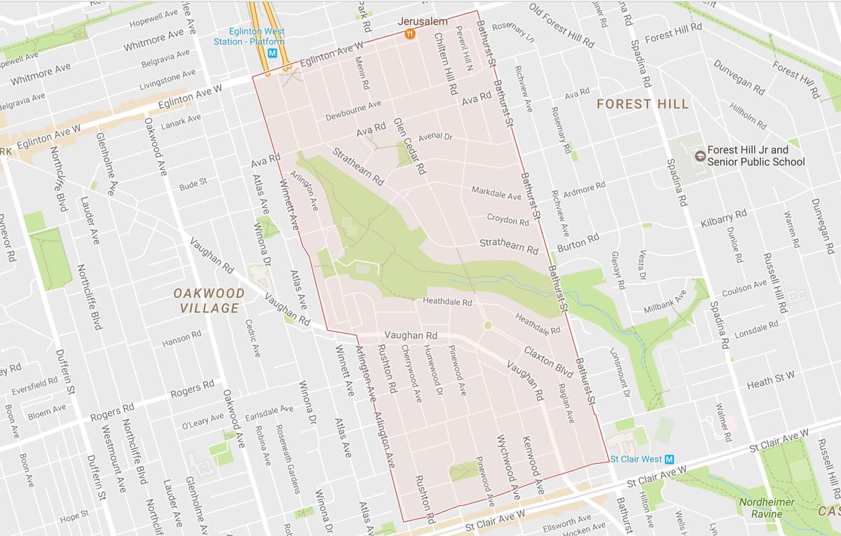 Humewood haritası–Cedarvale mahalle Toronto