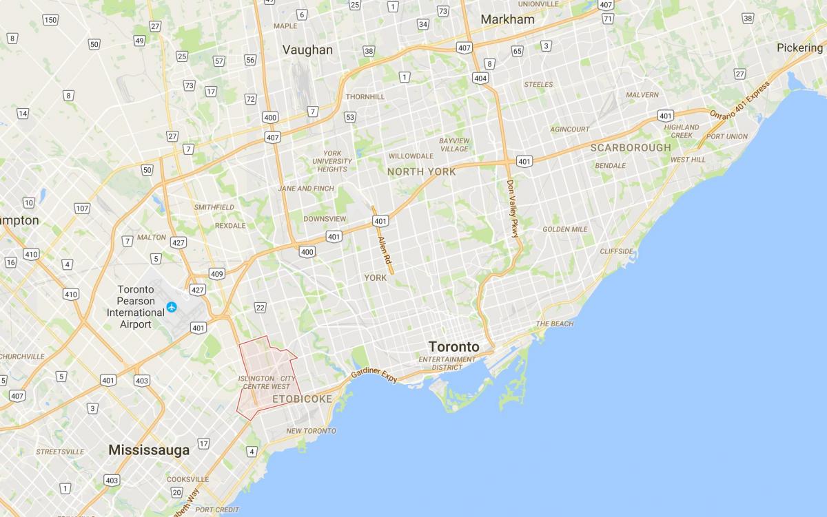 Islington haritası-Şehir Merkezi Batı bölgesinde Toronto