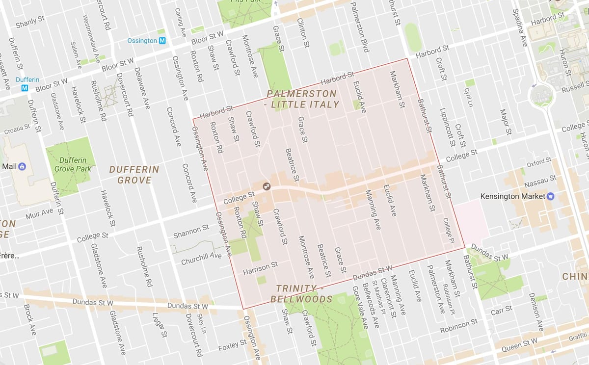 Küçük İtalya semtinde Toronto haritası 
