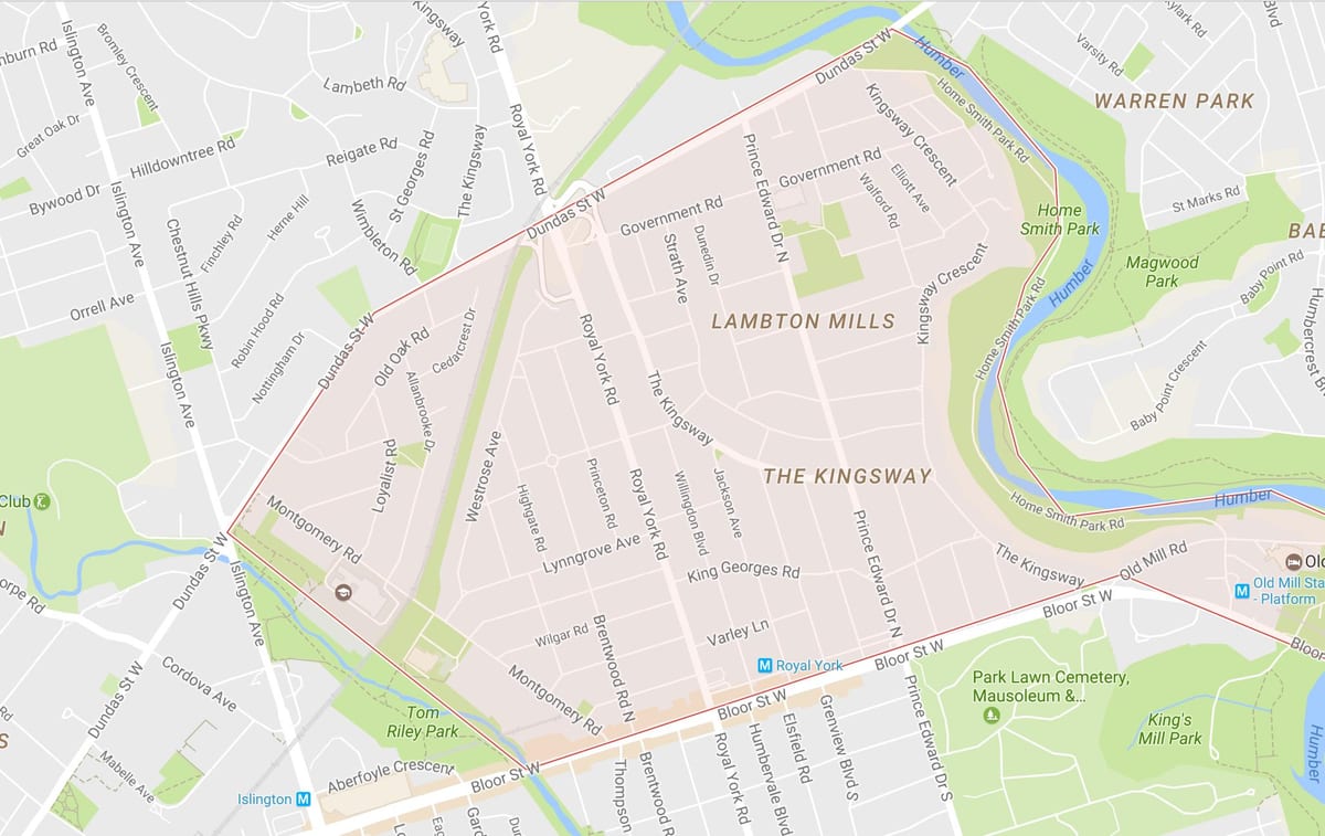 Kingsway mahalle Toronto haritası 