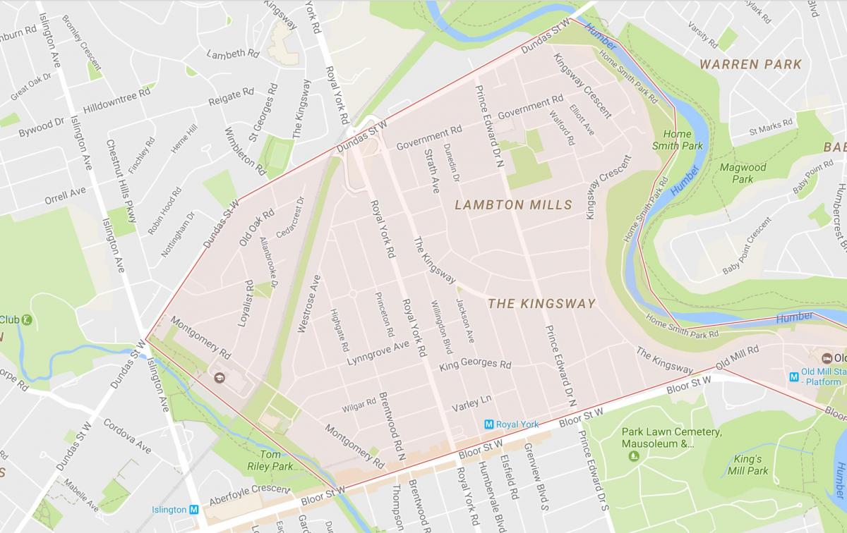 Kingsway mahalle Toronto haritası 