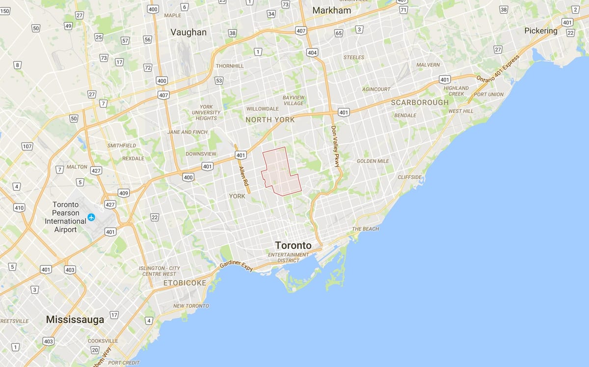 Kuzey bölgesi Toronto haritası 
