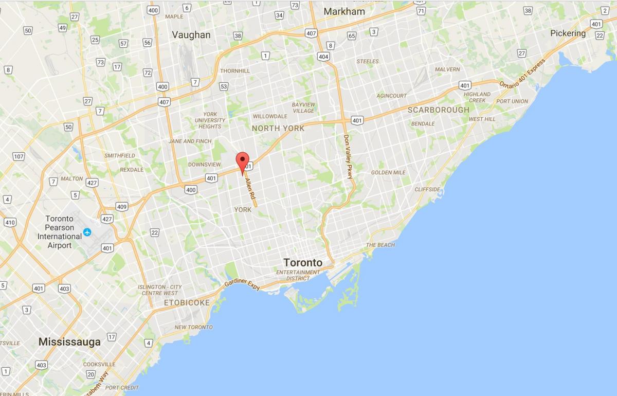 Lawrence Heights bölgesinde Toronto haritası 