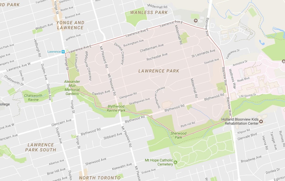 Lawrence Park mahalle Toronto haritası 