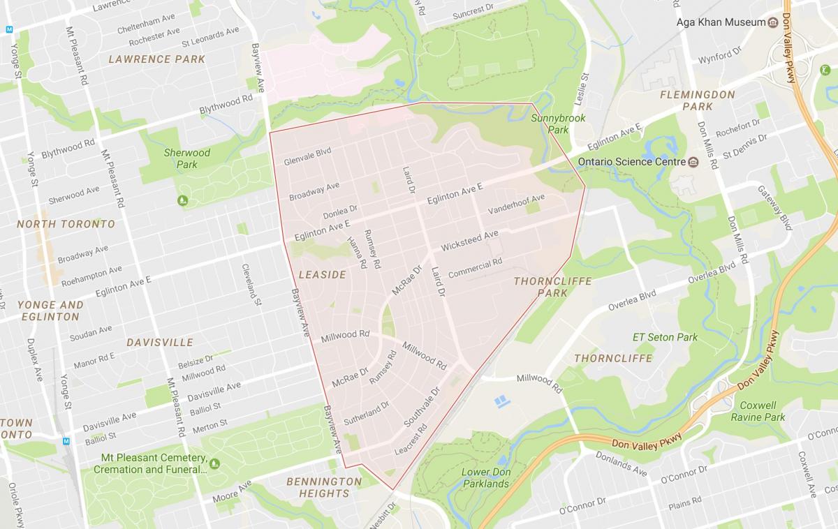 Leaside mahalle Toronto haritası 
