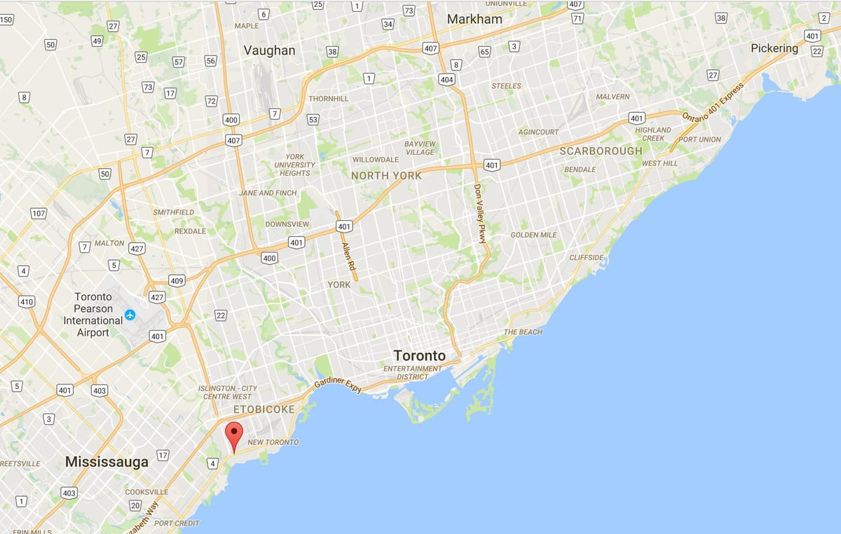 Long Branch bölgesinde harita Toronto
