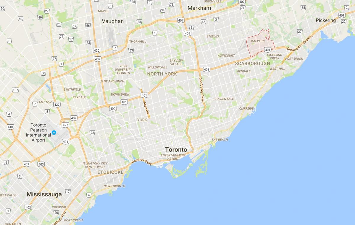 Malvern bölgesinde Toronto haritası 