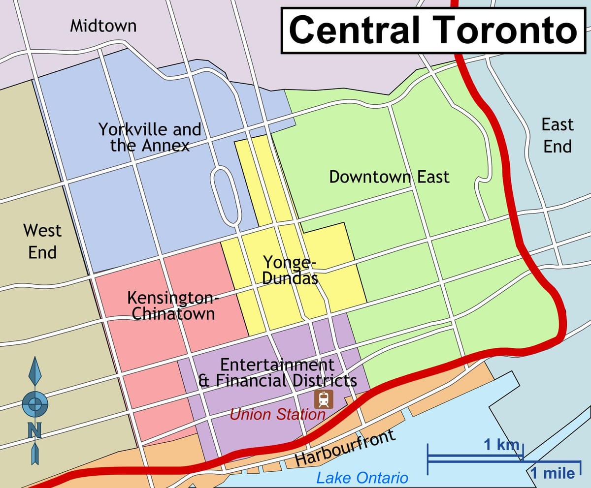 Merkezi Toronto haritası 