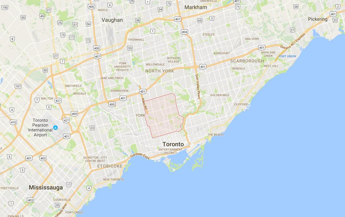 Midtown bölgesinde Toronto haritası 