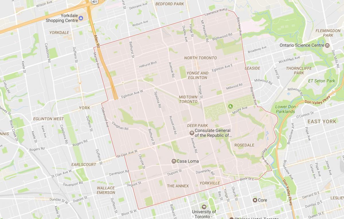 Midtown mahalle Toronto haritası 