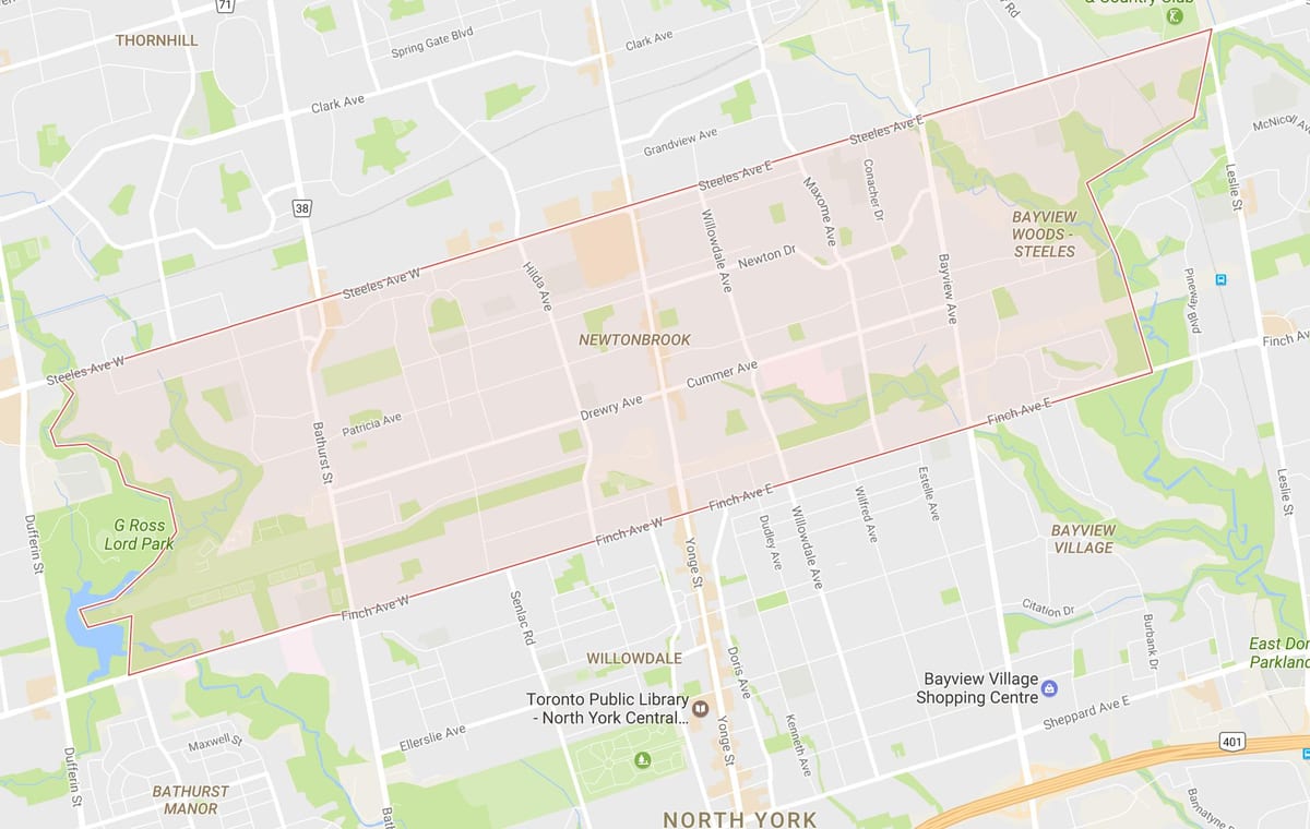 Newtonbrook mahalle Toronto haritası 