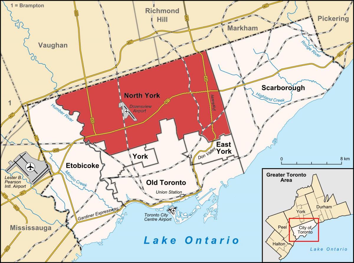 North York, Toronto haritası 