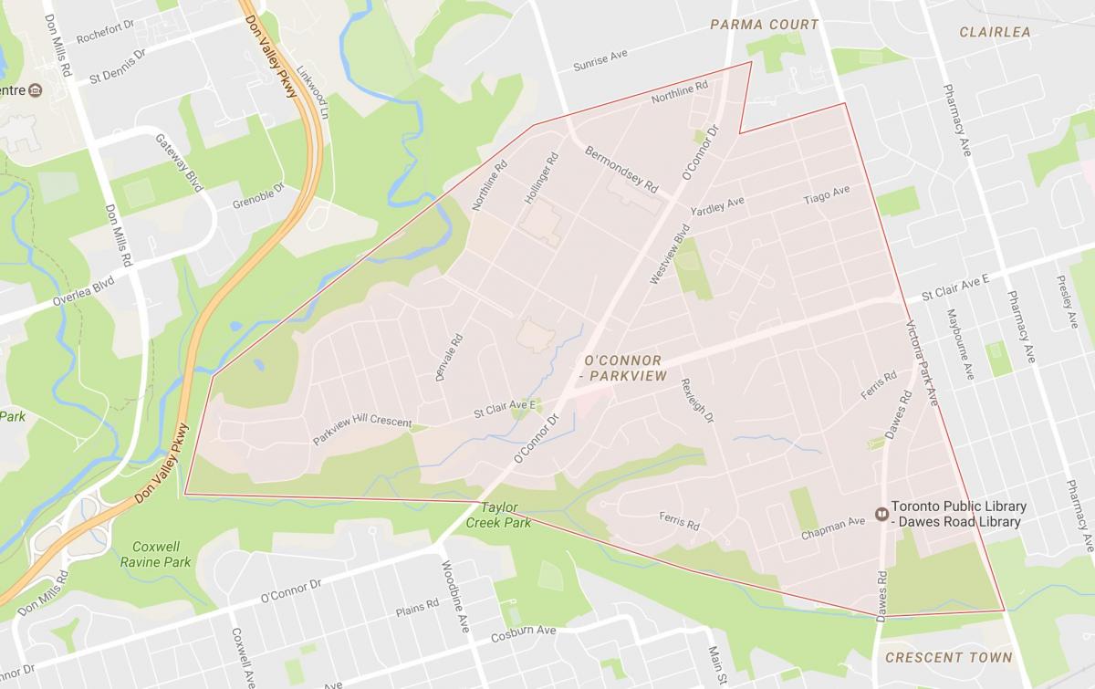 O'Connor haritası–Parkview mahalle Toronto