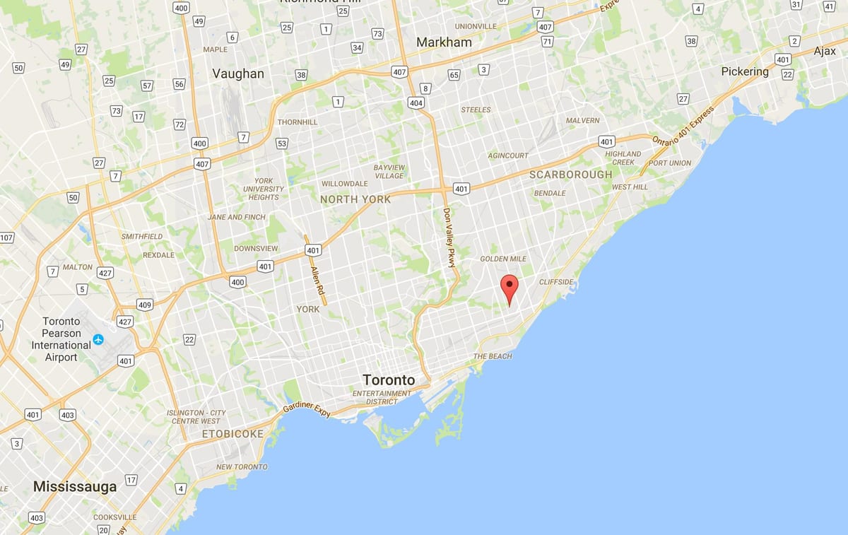 Oakridge bölgesindeki Toronto haritası 