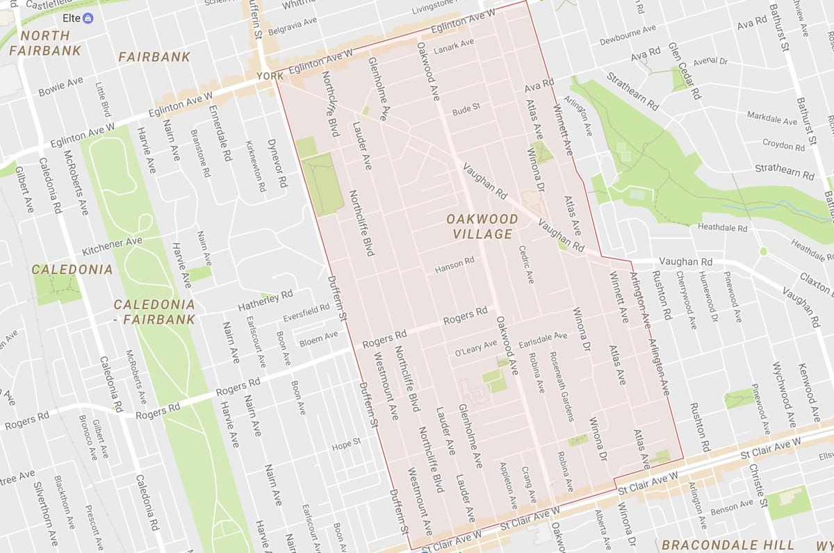 Oakwood haritası–Vaughan mahalle Toronto