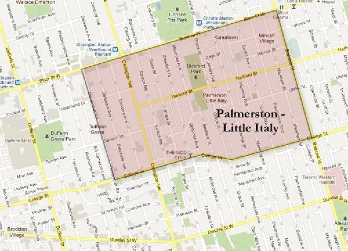 Palmerston little Italy, Toronto haritası 