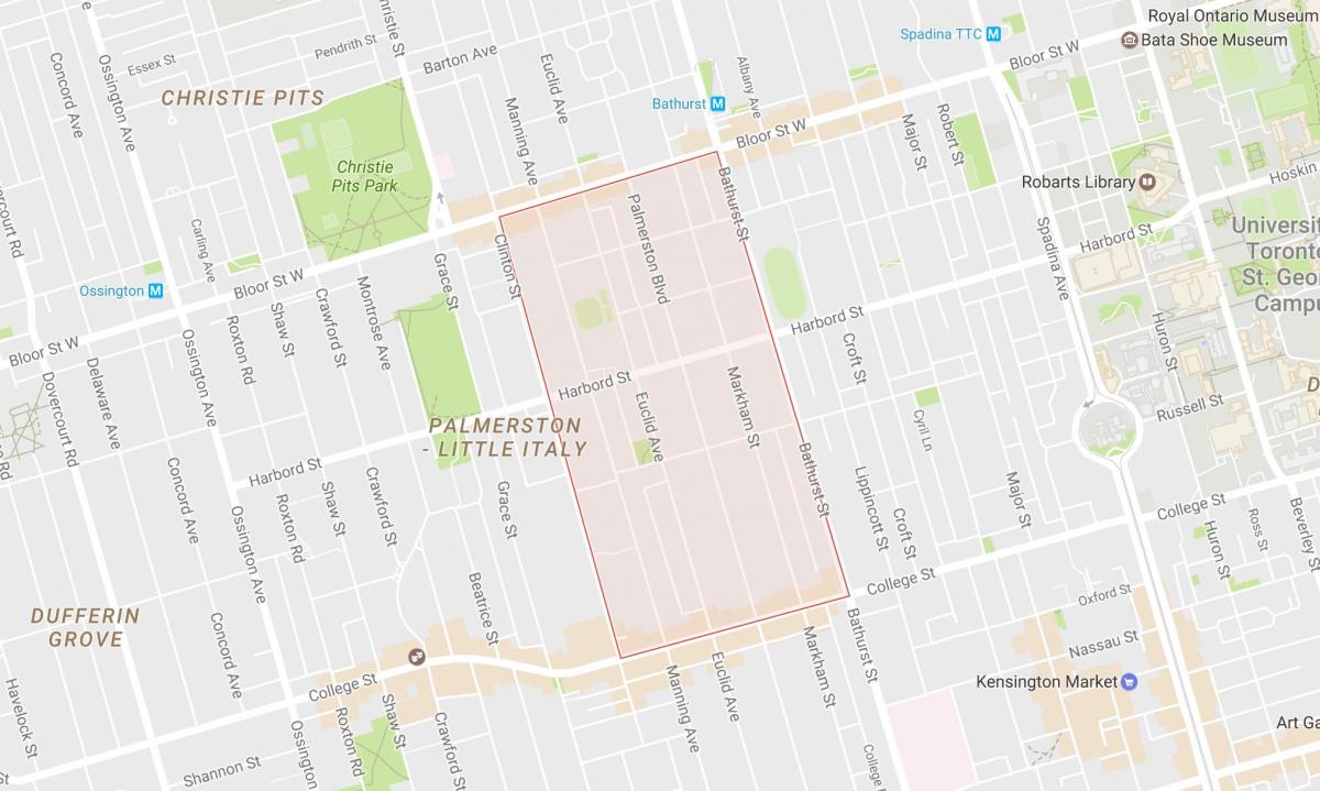 Palmerston mahalle Toronto haritası 