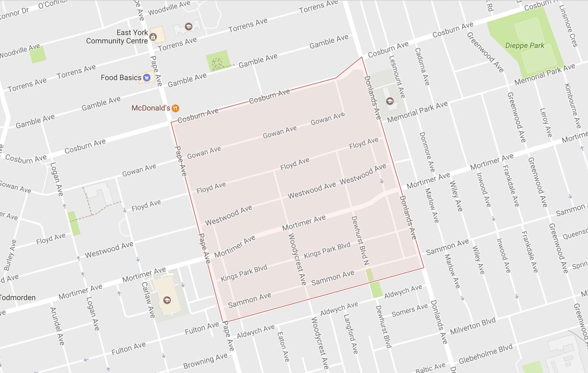 Pape Köy mahalle Toronto haritası 
