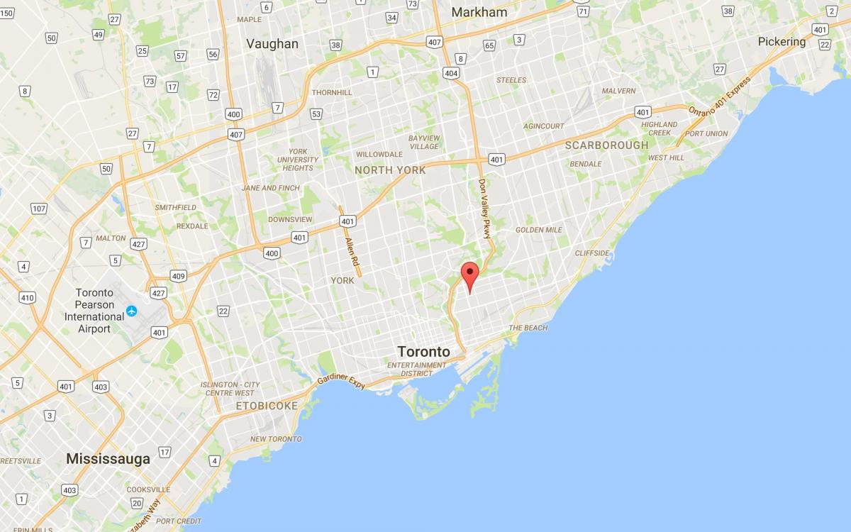 Pape Village bölgesinde Toronto haritası 