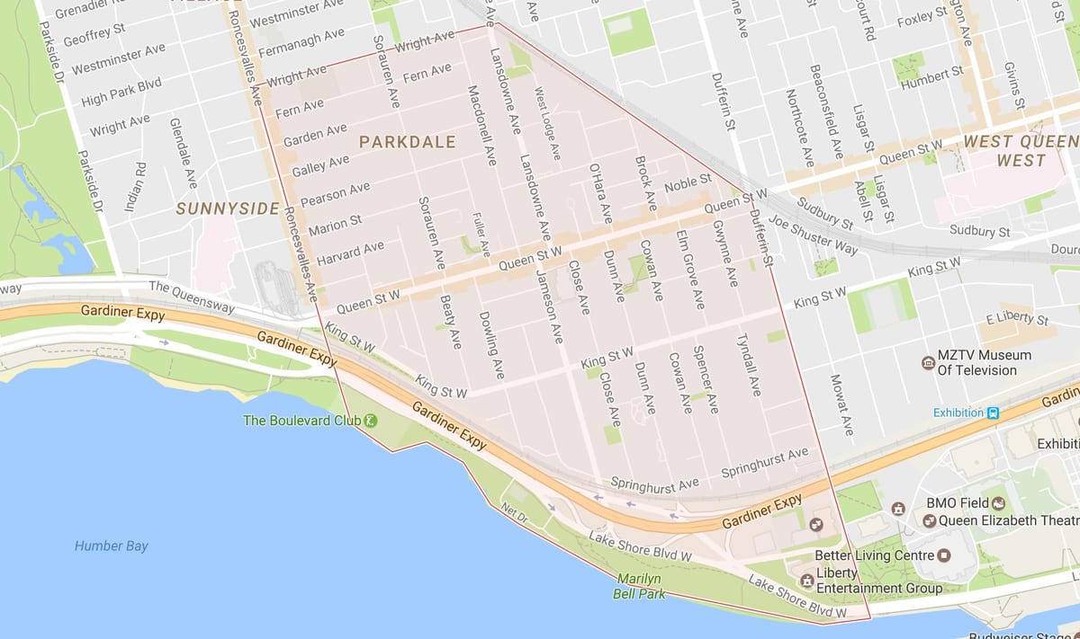 Parkdale mahalle Toronto haritası 