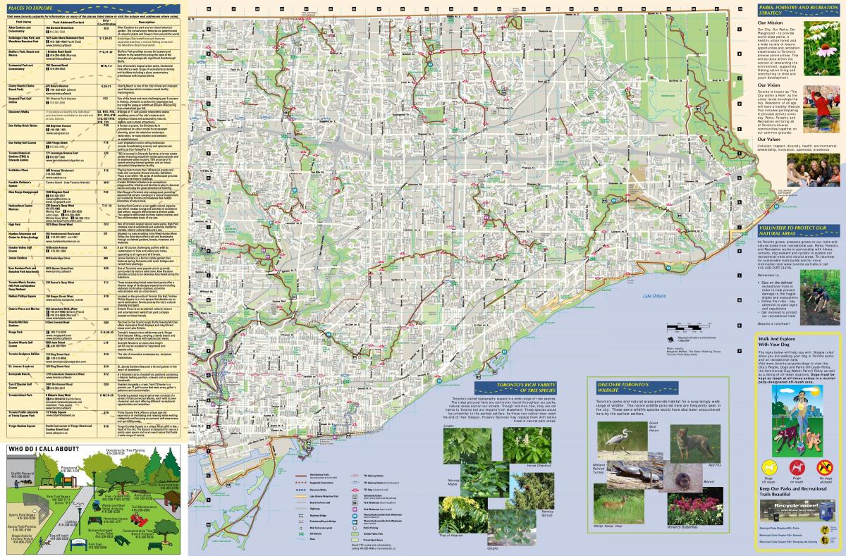 Harita parklar ve yürüyüş yolları Toronto East 
