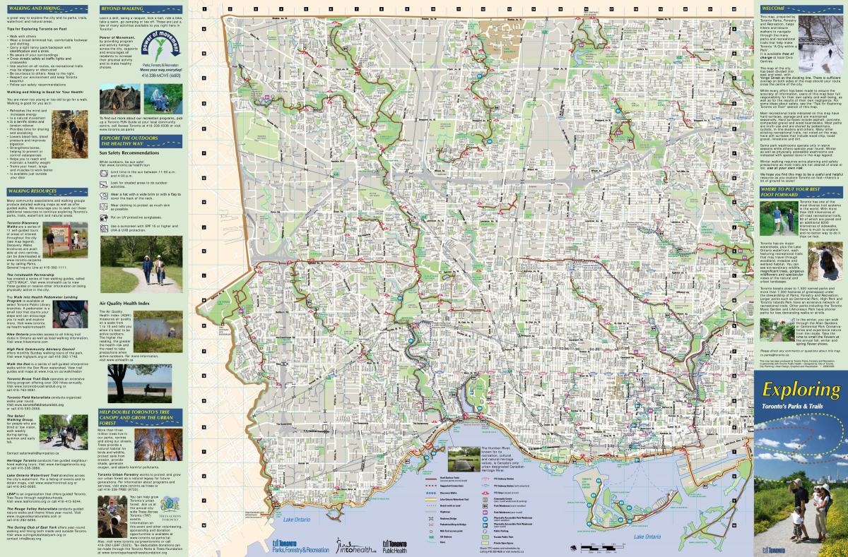 Parklar haritası ve yürüyüş parkurları West Toronto