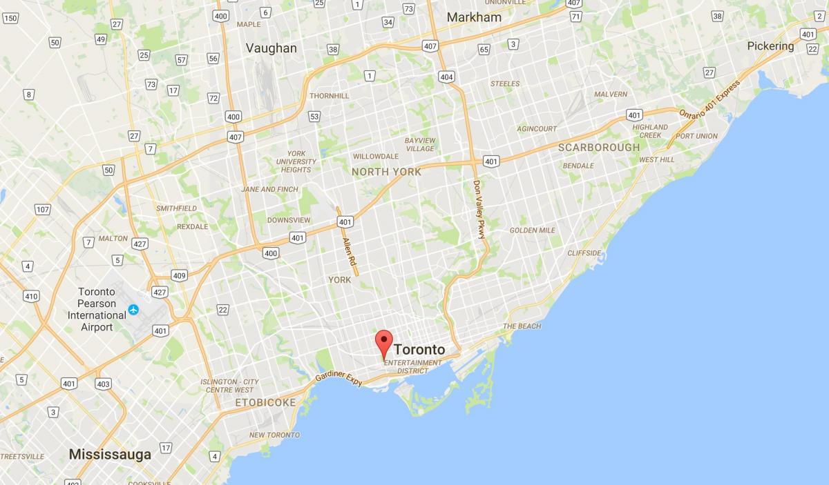 Queen Street haritası Batı bölgesinde Toronto