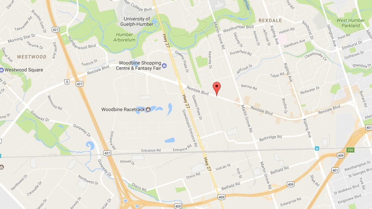 Rexdale boulevard, Toronto haritası 