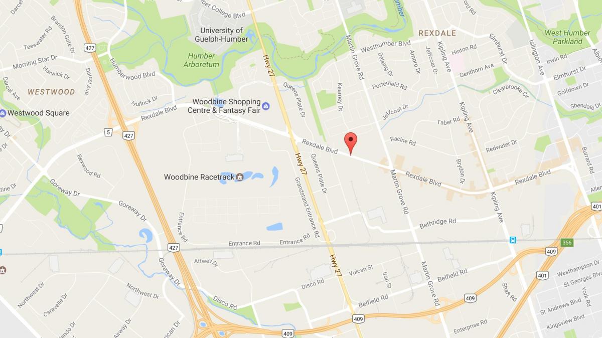 Rexdale boulevard, Toronto haritası 