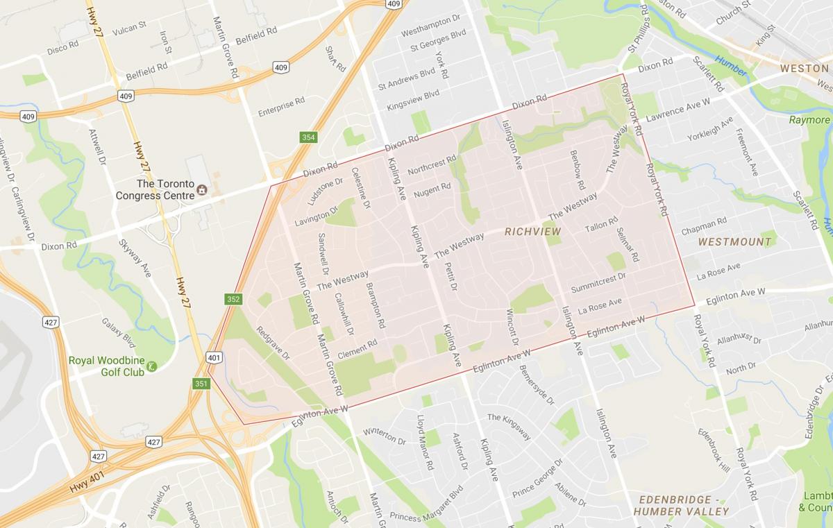 Richview mahalle Toronto haritası 