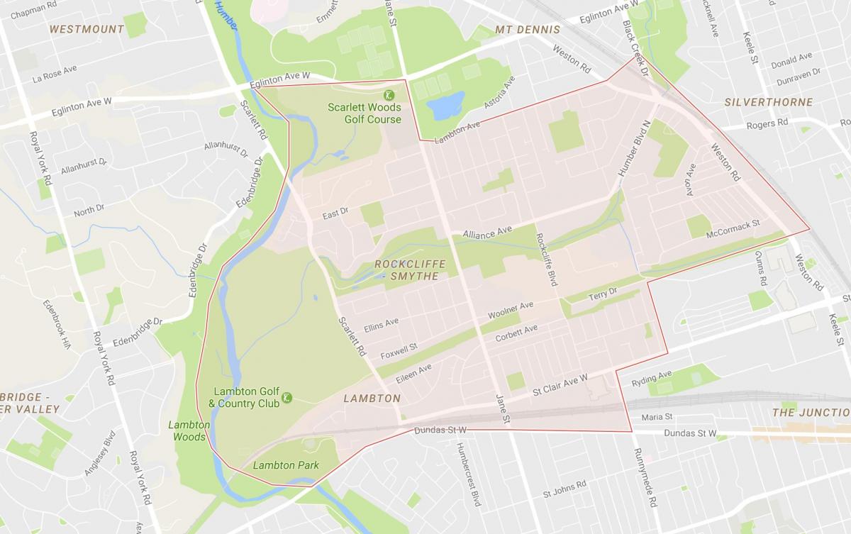 Rockcliffe haritası–Smythe mahalle Toronto